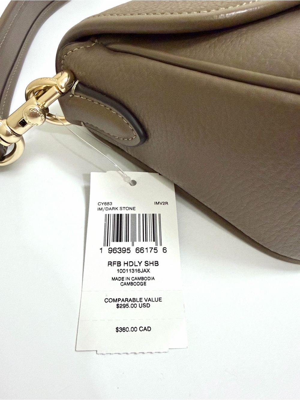 NWT Coach Hadley Pebble Leather Shoulder Bag in Dark Stone with Gold Hardware. - Picture 6 of 11